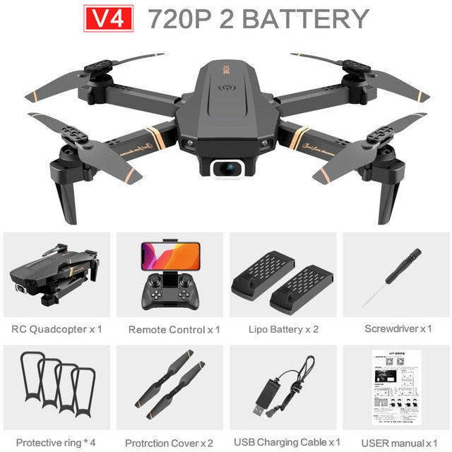 V4 RC zangão 4k HD câmera grande angular 1080p wifi