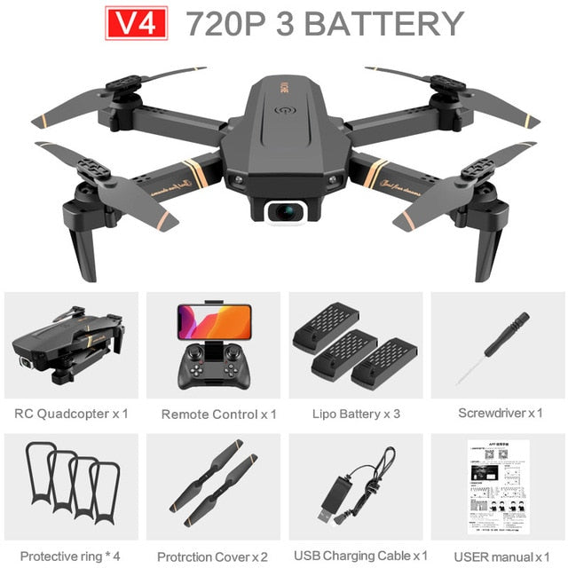 V4 RC zangão 4k HD câmera grande angular 1080p wifi