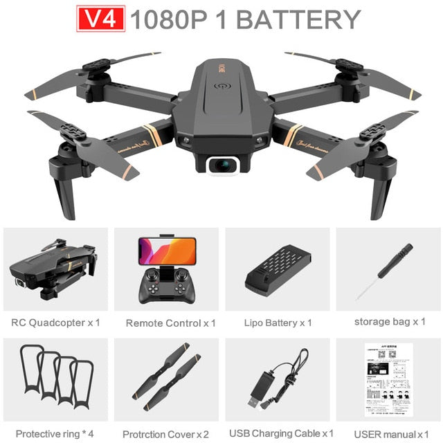 V4 RC zangão 4k HD câmera grande angular 1080p wifi