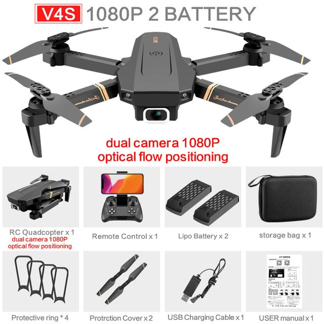 V4 RC zangão 4k HD câmera grande angular 1080p wifi