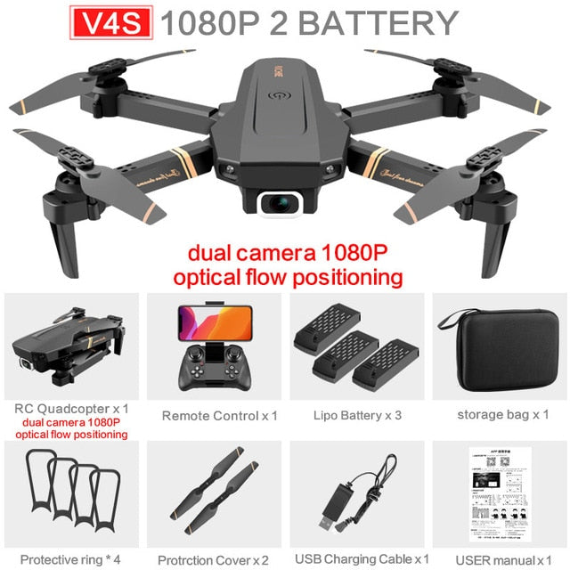 V4 RC zangão 4k HD câmera grande angular 1080p wifi