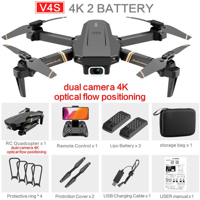 V4 RC zangão 4k HD câmera grande angular 1080p wifi