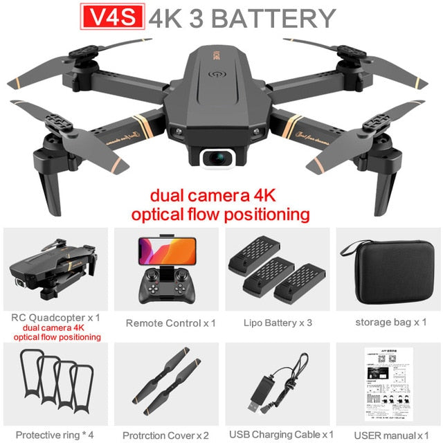 V4 RC zangão 4k HD câmera grande angular 1080p wifi